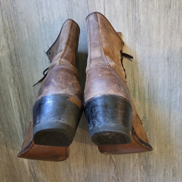 Cool Brown Leather Stylish Women's Boots Size 9 1/2 Distressed Cowboy Fringe - Picture 7 of 12